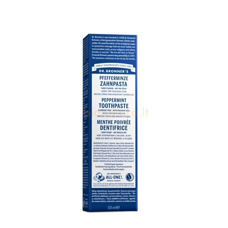 Dr.Bronner’s dant.pasta (Toothpaste) Peppermint, 140 g Dr.Bronner’s dant.pasta (Toothpaste) Peppermint, 140 g
