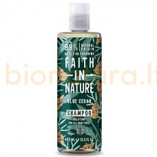 Faith in Nature Mėlynųjų kedrų šampūnas vyrams su vitaminu E 400 ml