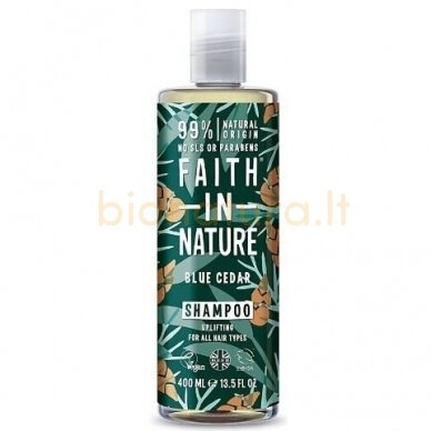 Faith in Nature Mėlynųjų kedrų šampūnas vyrams su vitaminu E 400 ml