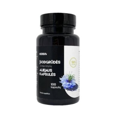 Juodgrūdės aliejaus kapsulės, N100 HERBIN Juodgrūdės aliejaus kapsulės, N100 HERBIN
