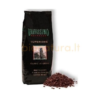 Kavos pupelės Bravissimo Espresso „Superiore“ , 1 kg. Kavos pupelės Bravissimo Espresso „Superiore“ , 1 kg.