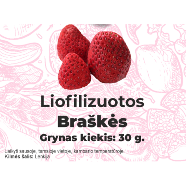 Liofilizuotos braškės, 30 gr. Liofilizuotos braškės, 30 gr.
