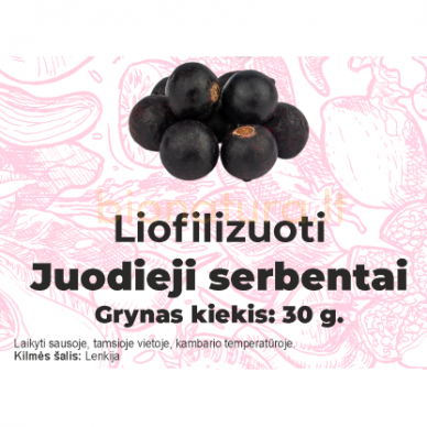 Liofilizuoti juodieji serbentai, 30 gr. Liofilizuoti juodieji serbentai, 30 gr.