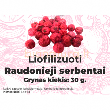 Liofilizuoti raudonieji serbentai, 30 gr. Liofilizuoti raudonieji serbentai, 30 gr.