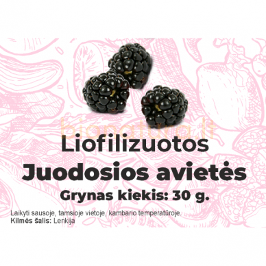 Liofilizuotos juodosios avietės, 30 gr. Liofilizuotos juodosios avietės, 30 gr.