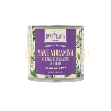 Mane nuramina | Prieskoninė kanapių žiedų arbata, 30 gr. Mane nuramina | Prieskoninė kanapių žiedų arbata, 30 gr.