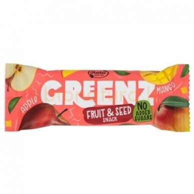 Vaisių ir sėklų užkandis „Greenz mango“, 30 g Vaisių ir sėklų užkandis „Greenz mango“, 30 g