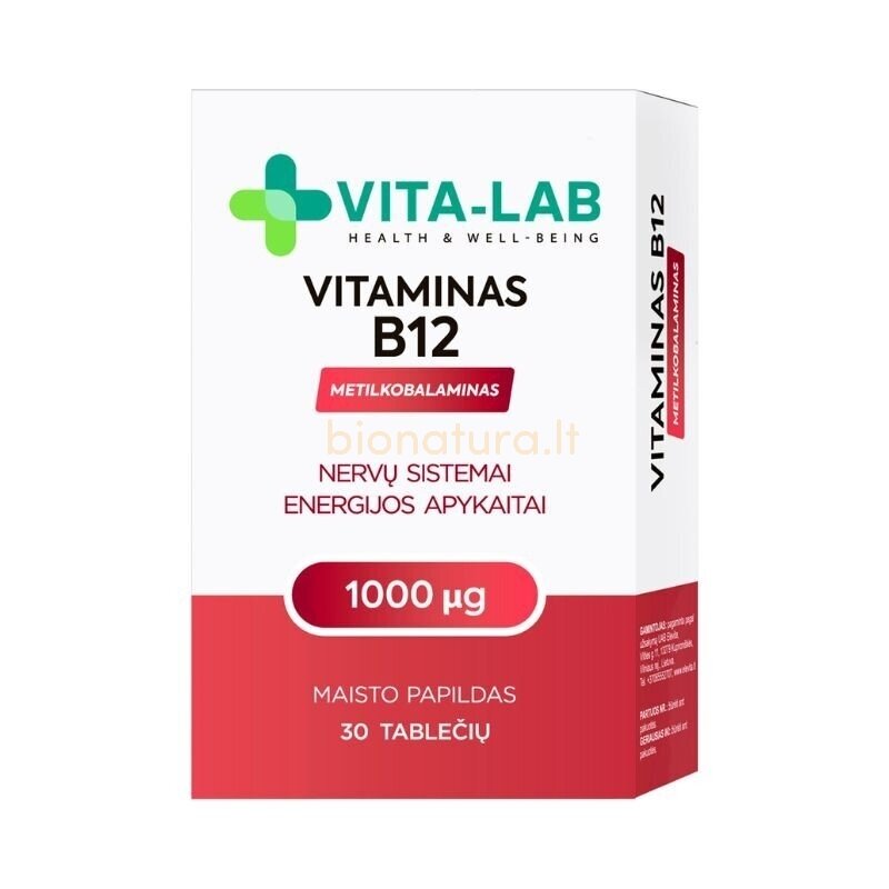 Vitaminas B12, 30 tabl., maisto papildas Vitaminas B12, 30 tabl., maisto papildas